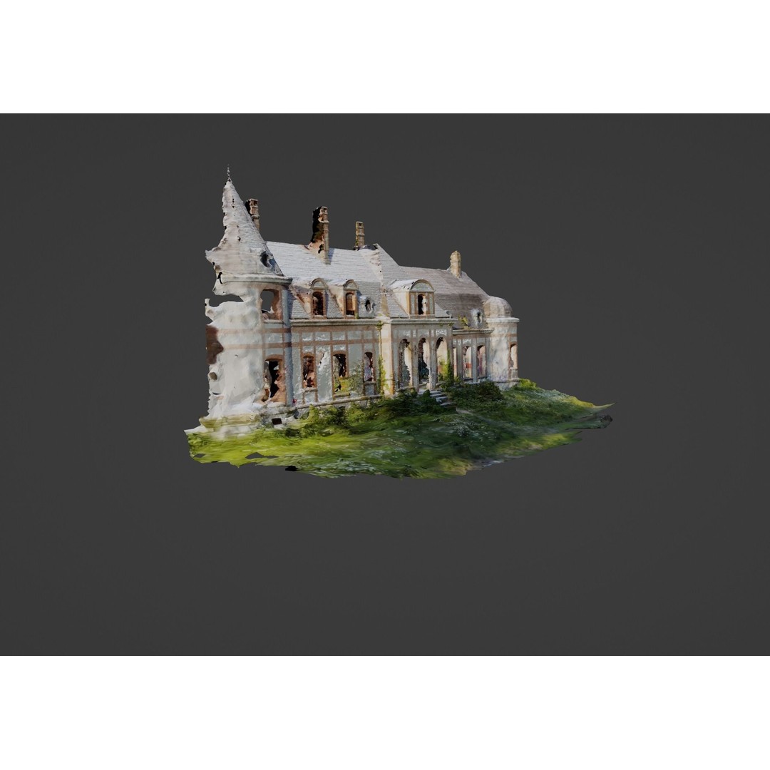 Abandoned Chateau Facade 3D Model – Photoscan Game Asset, PBR Textures - View 8
