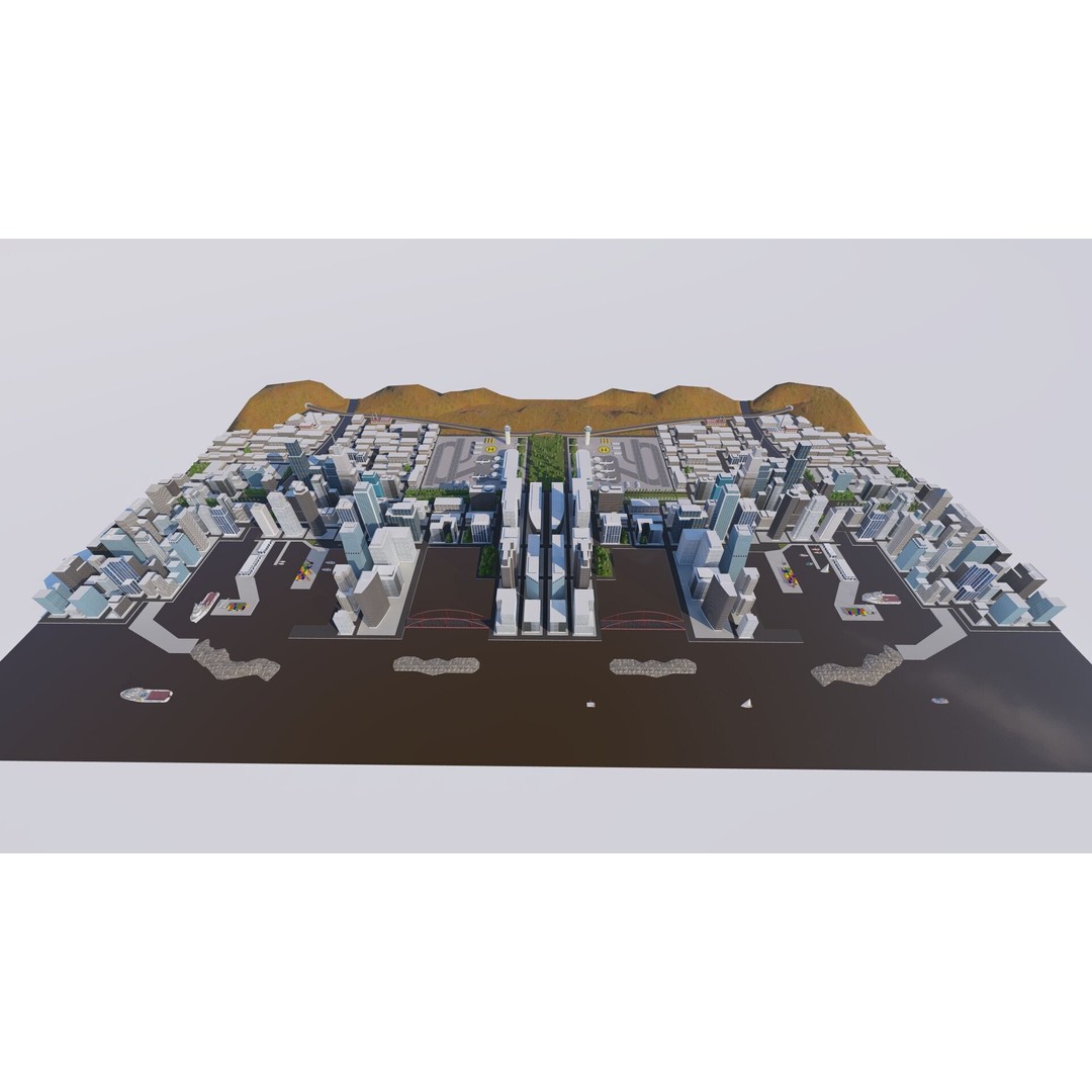 Modern City 3D Model – Urban Cityscape with PBR Textures, FBX - View 10