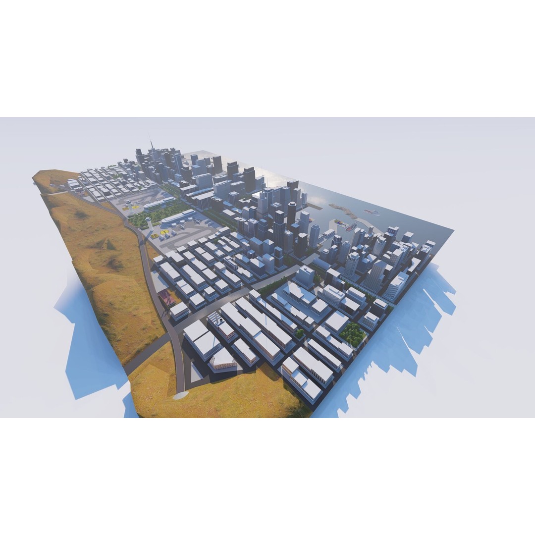 Modern City 3D Model – Urban Cityscape with PBR Textures, FBX - View 11