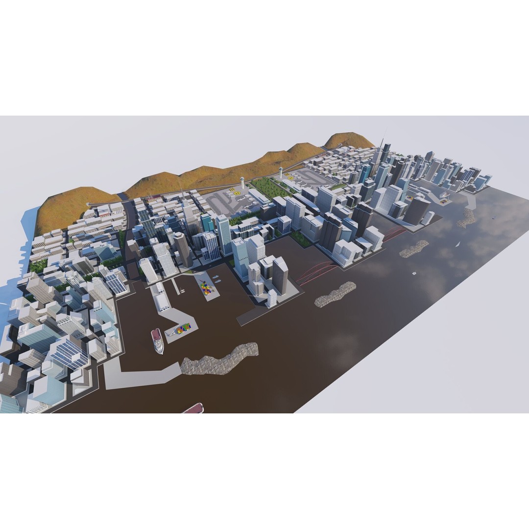 Modern City 3D Model – Urban Cityscape with PBR Textures, FBX - View 12