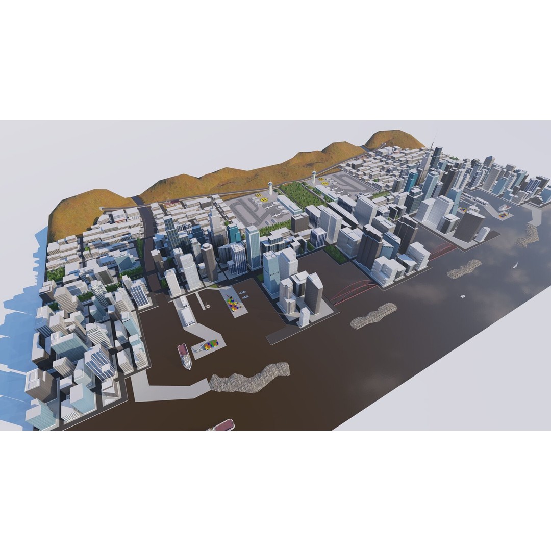 Modern City 3D Model – Urban Cityscape with PBR Textures, FBX - View 13