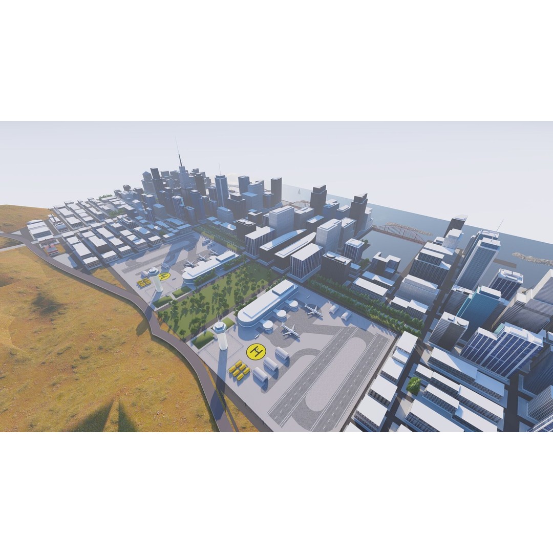 Modern City 3D Model – Urban Cityscape with PBR Textures, FBX - View 15
