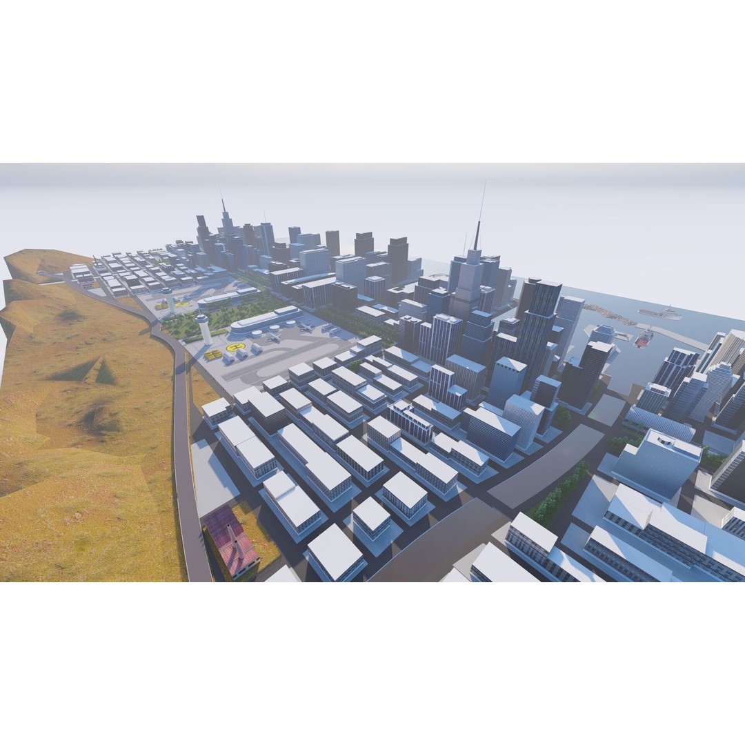 Modern City 3D Model – Urban Cityscape with PBR Textures, FBX - View 16