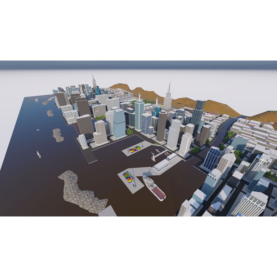 Modern City 3D Model – Urban Cityscape with PBR Textures, FBX - View 17