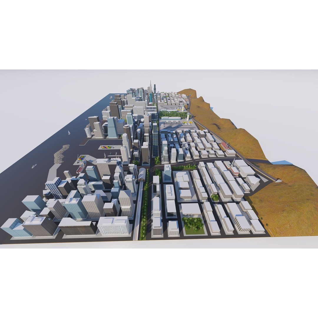 Modern City 3D Model – Urban Cityscape with PBR Textures, FBX - View 18