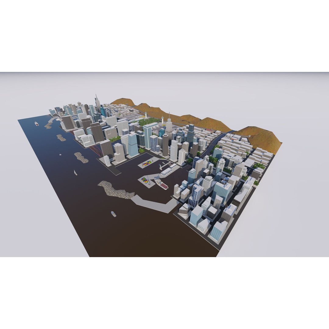Modern City 3D Model – Urban Cityscape with PBR Textures, FBX - View 19