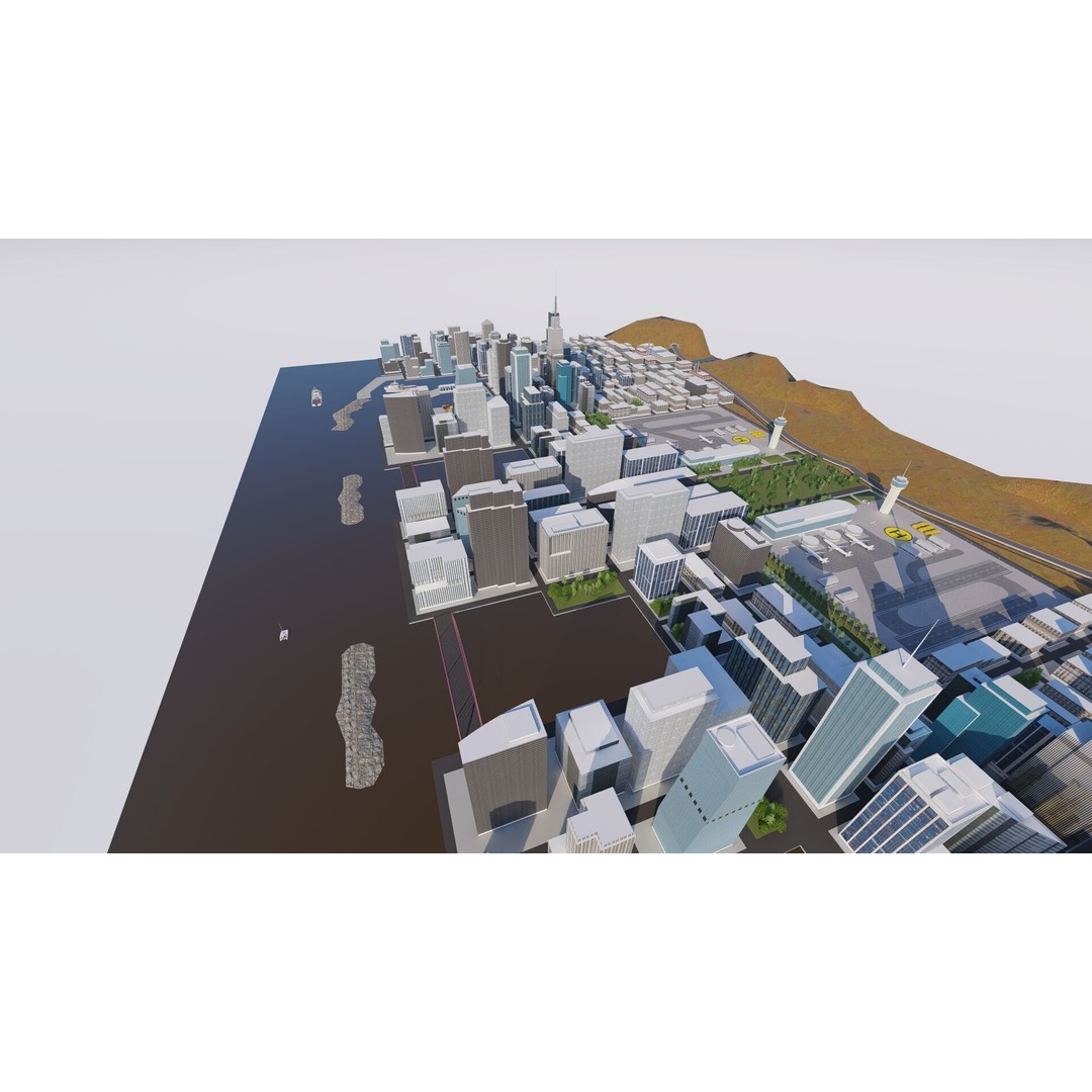 Modern City 3D Model – Urban Cityscape with PBR Textures, FBX - View 20