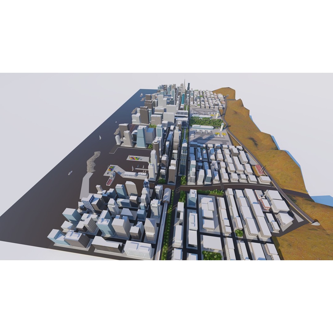 Modern City 3D Model – Urban Cityscape with PBR Textures, FBX - View 5