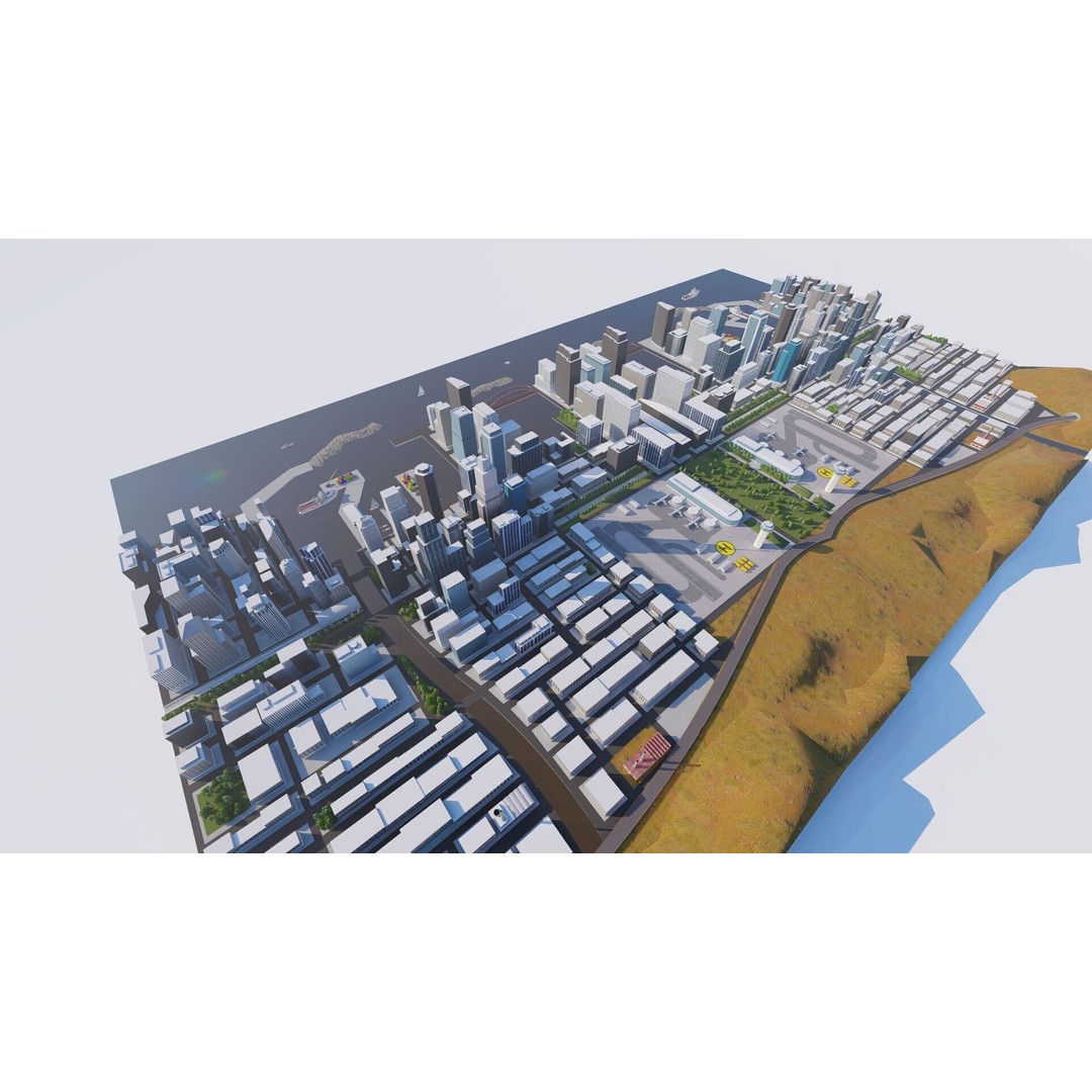Modern City 3D Model – Urban Cityscape with PBR Textures, FBX - View 8