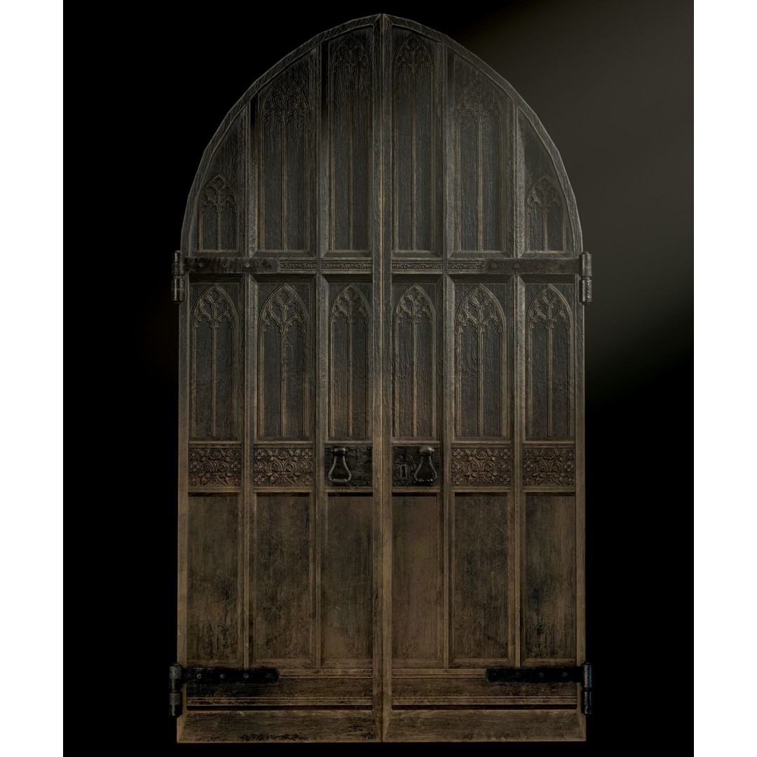 Medieval Wooden Door 3D Model – Low Poly Game Asset, FBX, PBR - View 10