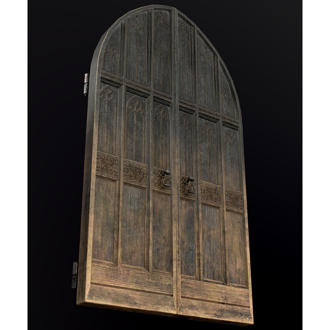 Medieval Wooden Door 3D Model – Low Poly Game Asset, FBX, PBR - View 11