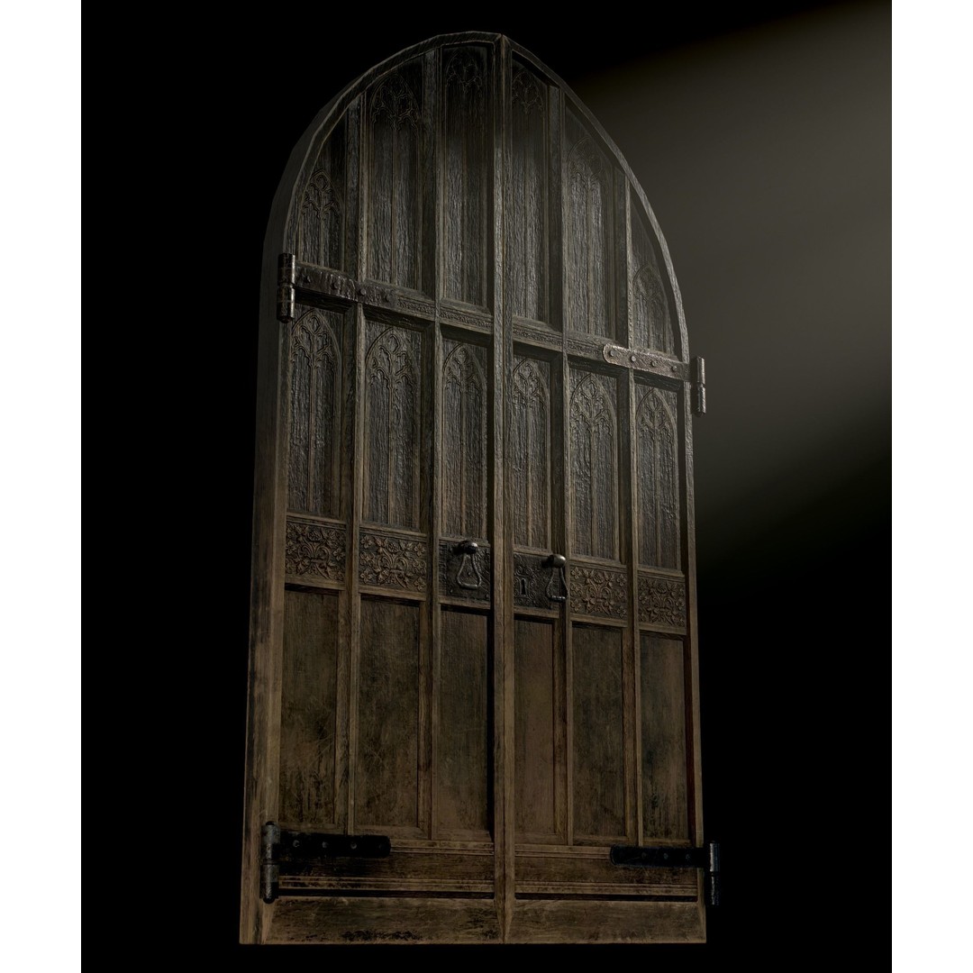 Medieval Wooden Door 3D Model – Low Poly Game Asset, FBX, PBR - View 12