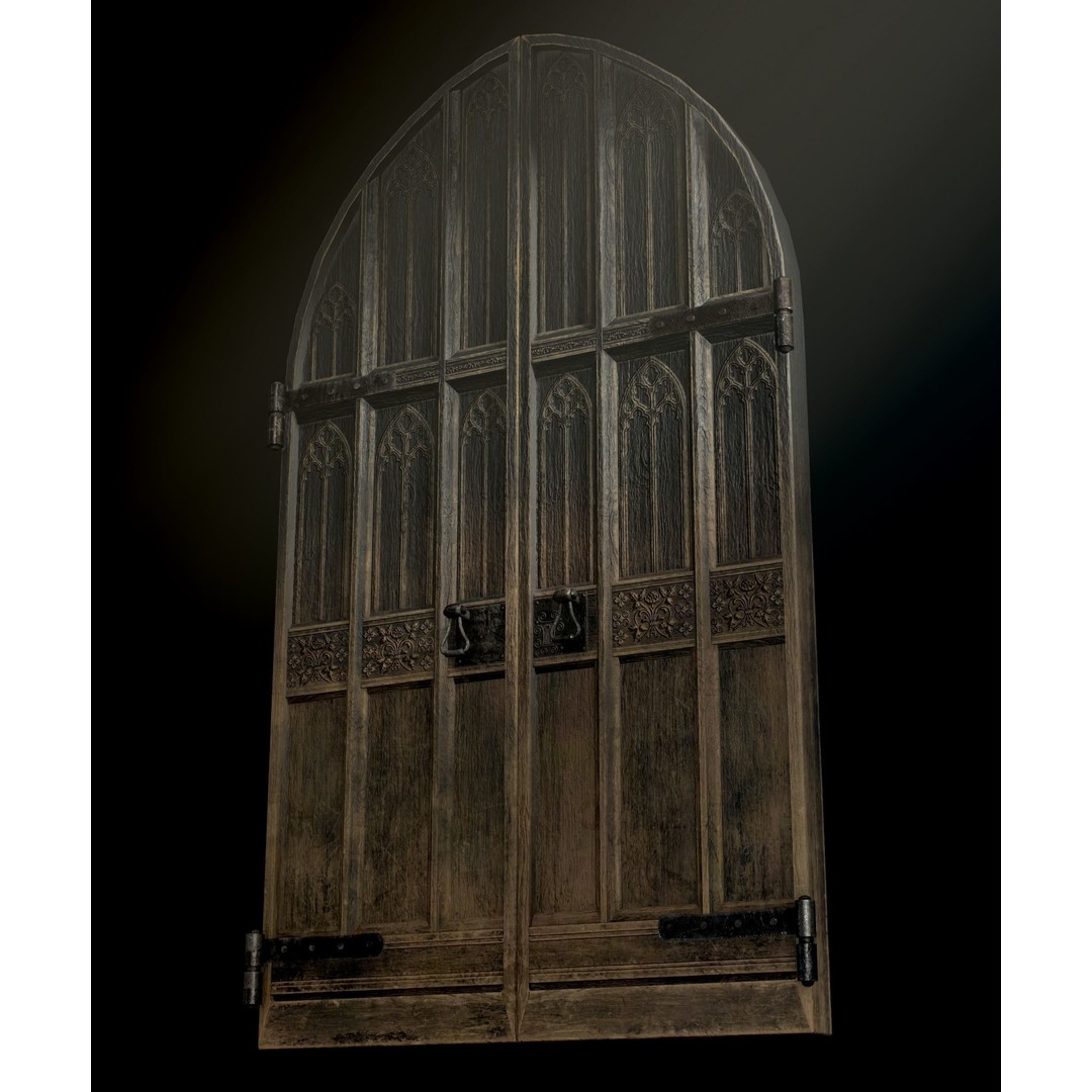 Medieval Wooden Door 3D Model – Low Poly Game Asset, FBX, PBR - View 13