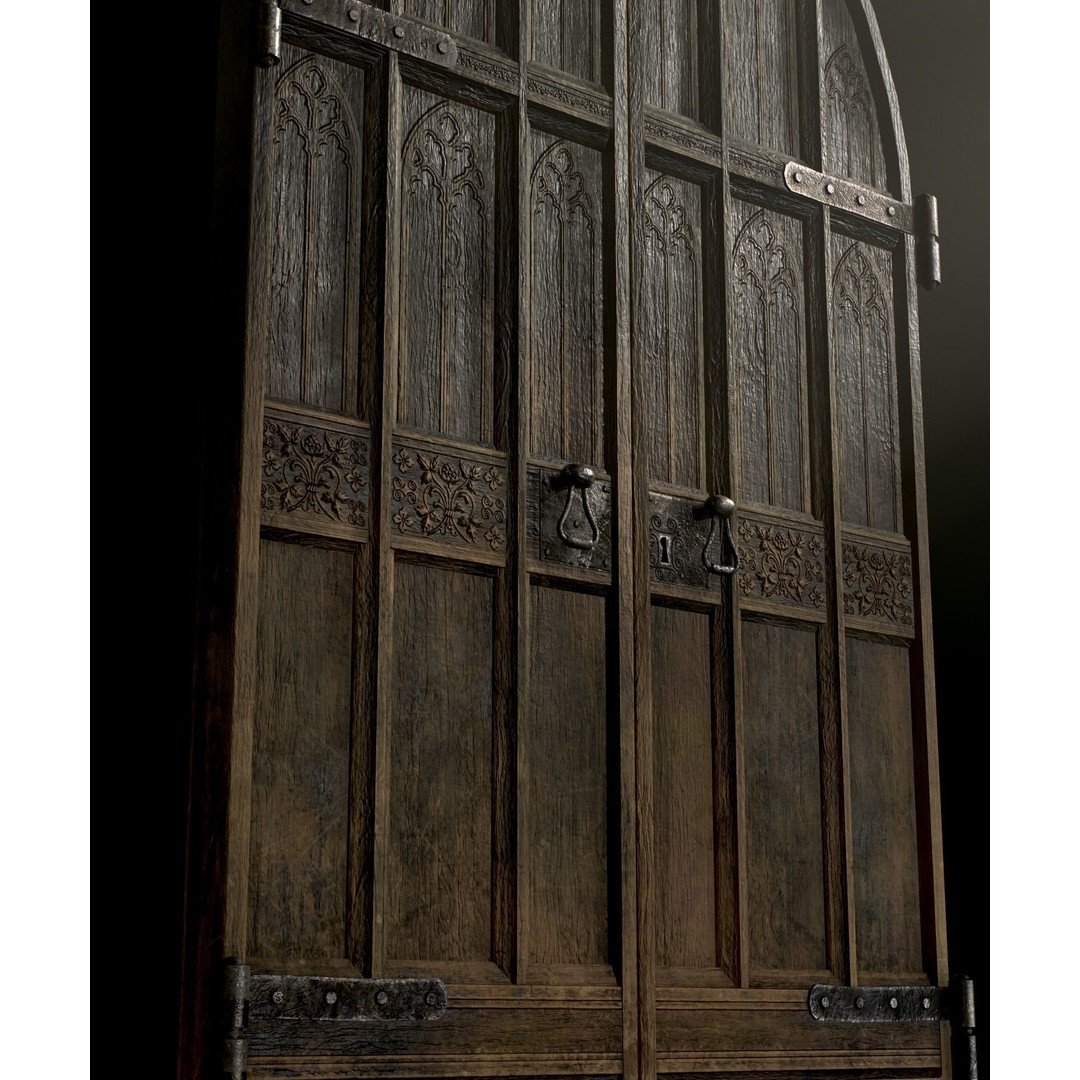 Medieval Wooden Door 3D Model – Low Poly Game Asset, FBX, PBR - View 14