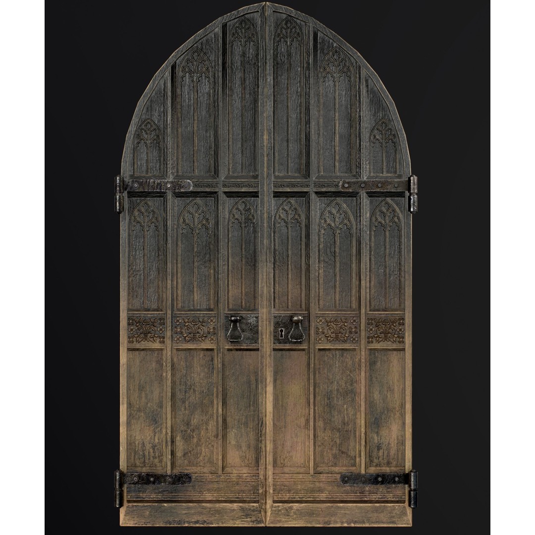 Medieval Wooden Door 3D Model – Low Poly Game Asset, FBX, PBR - View 16