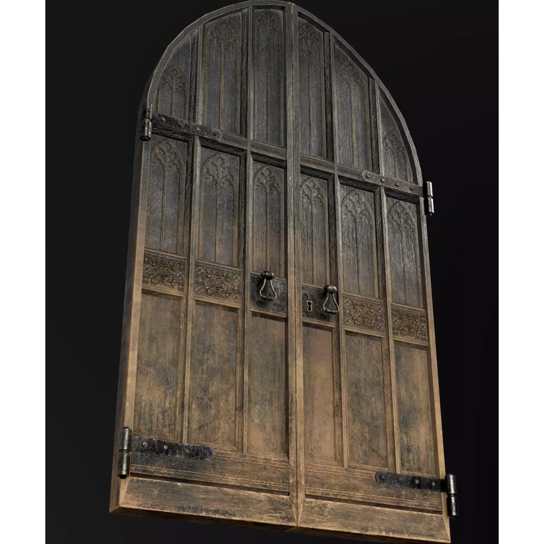 Medieval Wooden Door 3D Model – Low Poly Game Asset, FBX, PBR - View 2