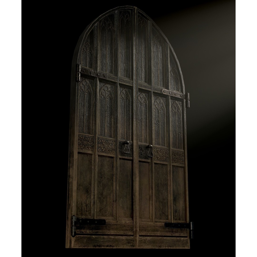 Medieval Wooden Door 3D Model – Low Poly Game Asset, FBX, PBR - View 22