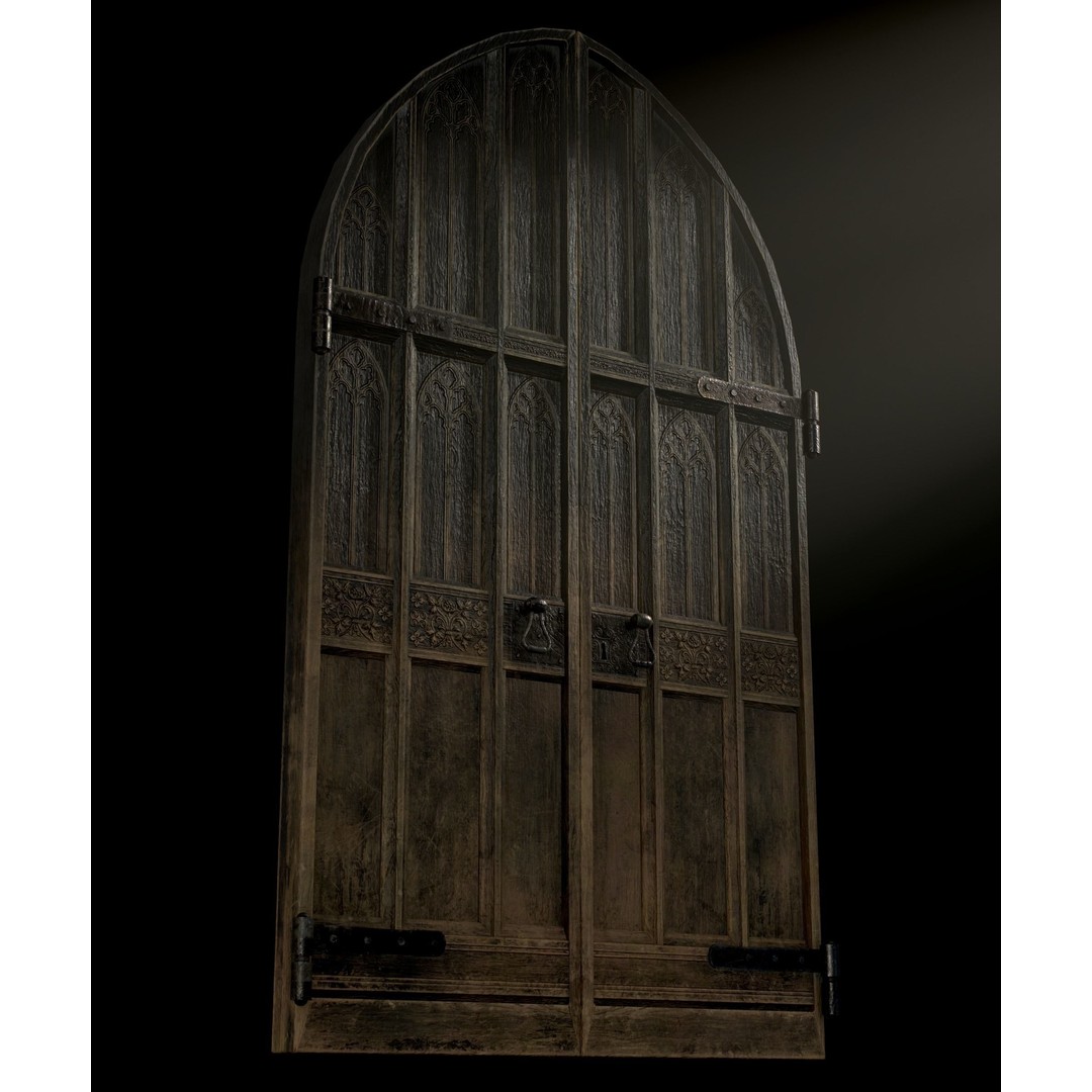 Medieval Wooden Door 3D Model – Low Poly Game Asset, FBX, PBR - View 23