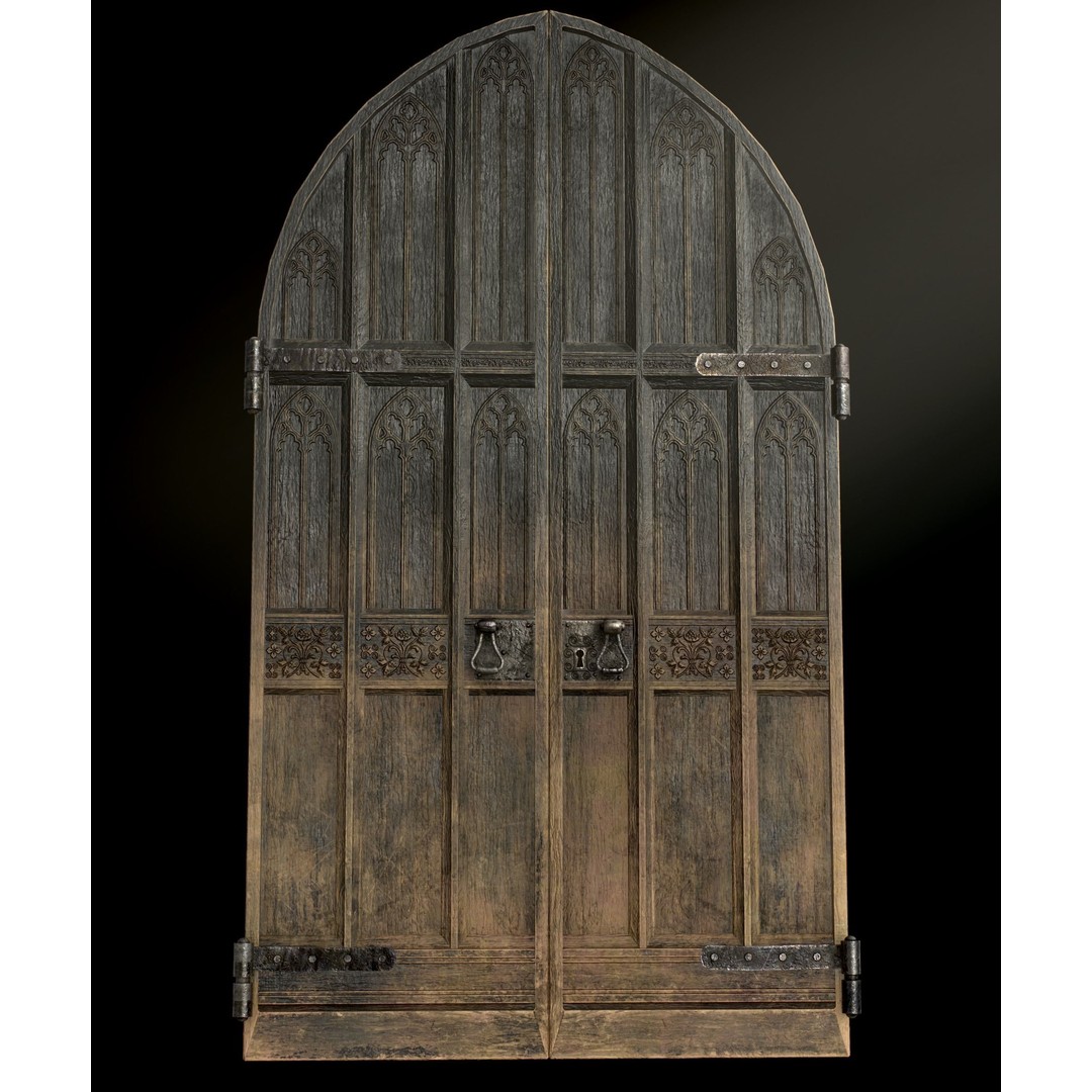 Medieval Wooden Door 3D Model – Low Poly Game Asset, FBX, PBR - View 4