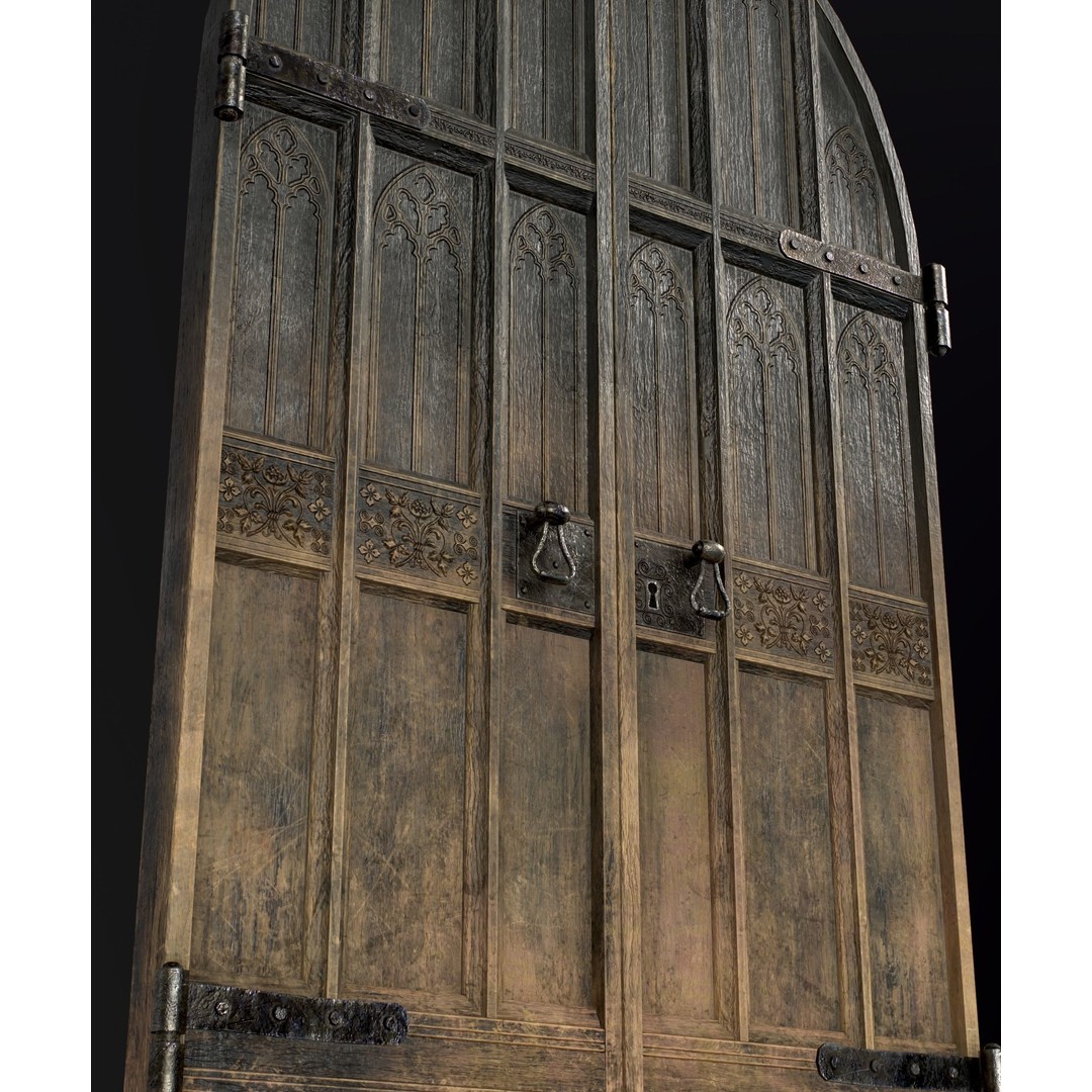 Medieval Wooden Door 3D Model – Low Poly Game Asset, FBX, PBR - View 6