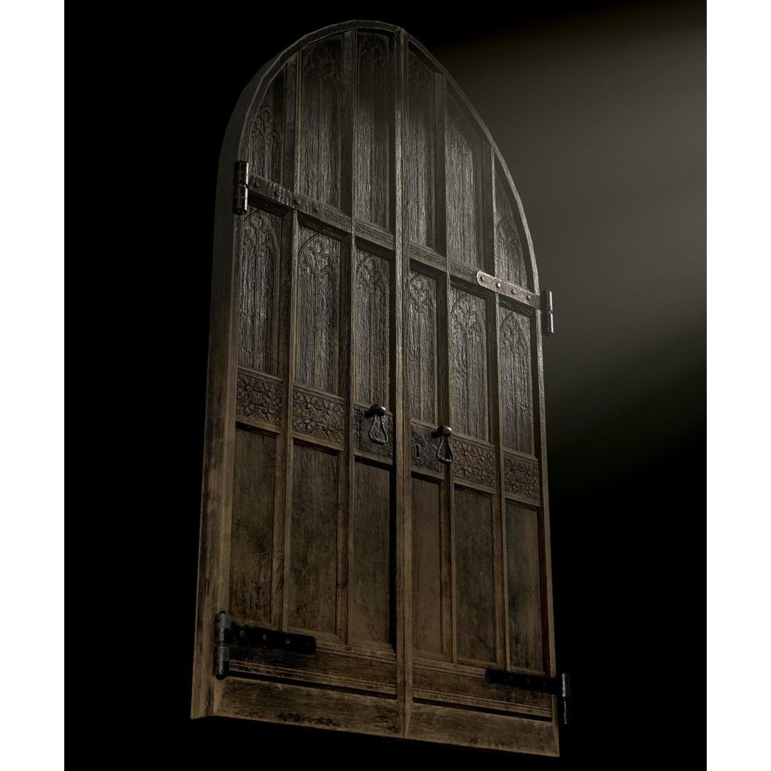 Medieval Wooden Door 3D Model – Low Poly Game Asset, FBX, PBR - View 7