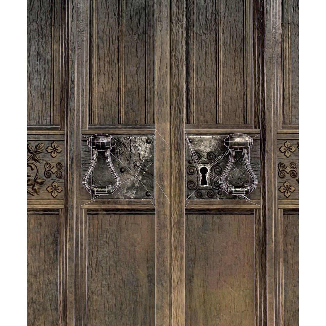 Medieval Wooden Door 3D Model – Low Poly Game Asset, FBX, PBR - View 8