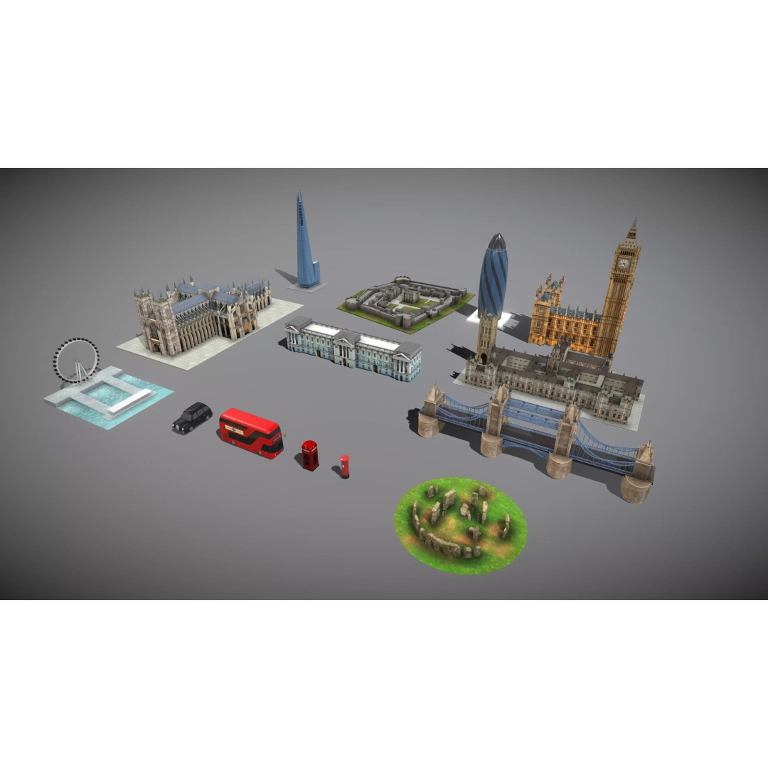 Famous UK Landmark 3D Model – Low Poly Architectural Asset, FBX - View 2
