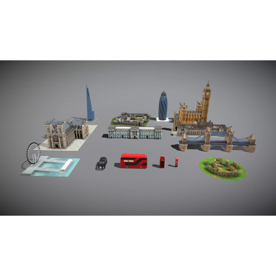 Famous UK Landmark 3D Model – Low Poly Architectural Asset, FBX - View 3