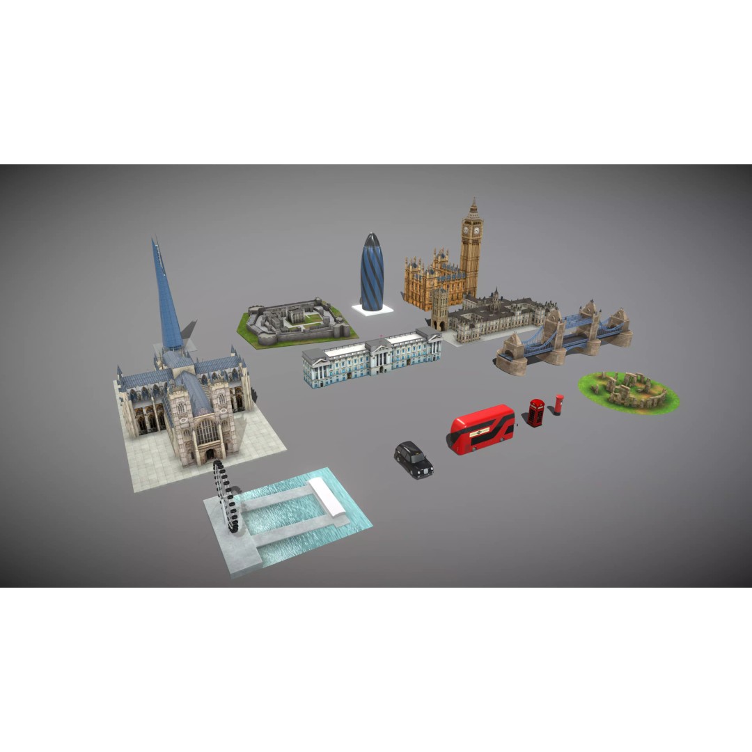 Famous UK Landmark 3D Model – Low Poly Architectural Asset, FBX - View 4