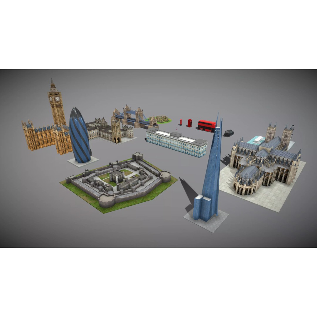 Famous UK Landmark 3D Model – Low Poly Architectural Asset, FBX - View 6
