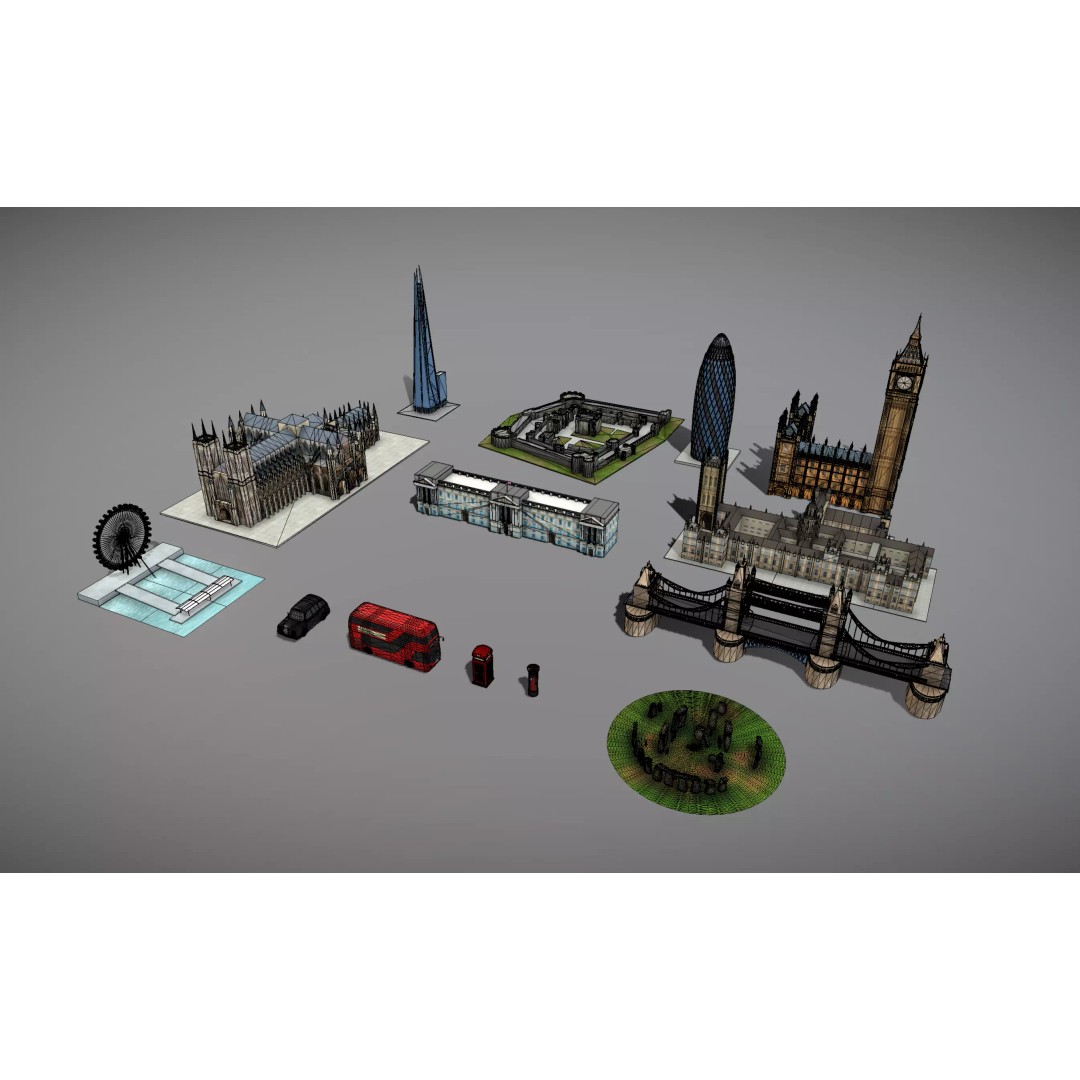 Famous UK Landmark 3D Model – Low Poly Architectural Asset, FBX - View 8