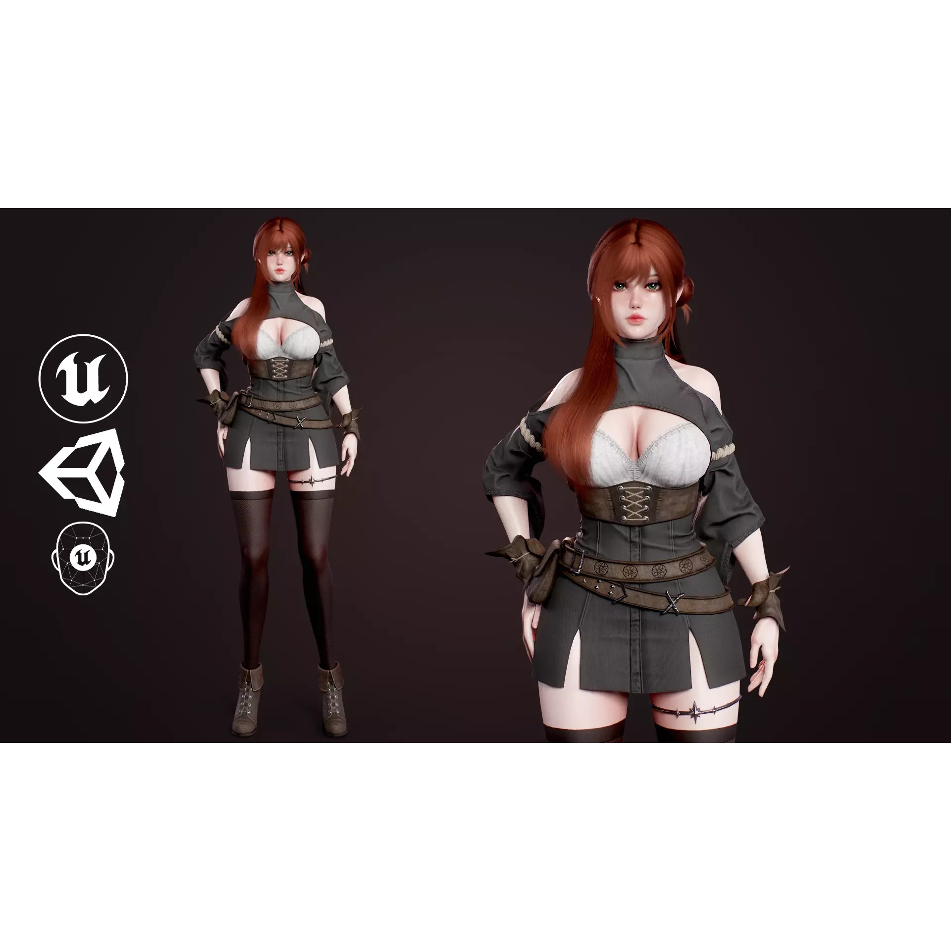 Mage Girl Aliya - Low-Poly Game-Ready 3D Model - View 2