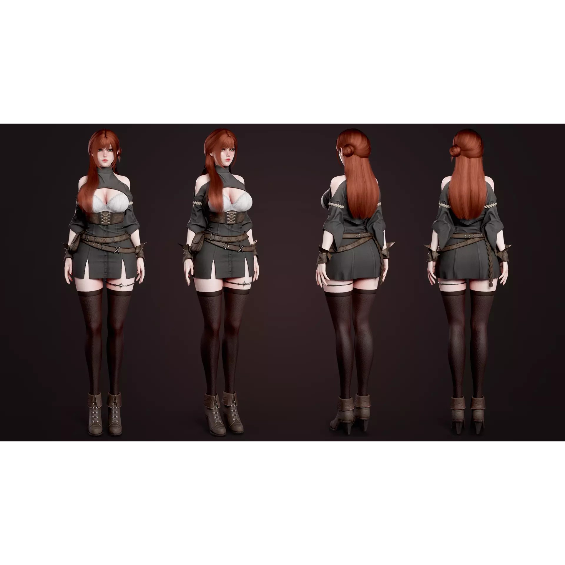 Mage Girl Aliya - Low-Poly Game-Ready 3D Model - View 4