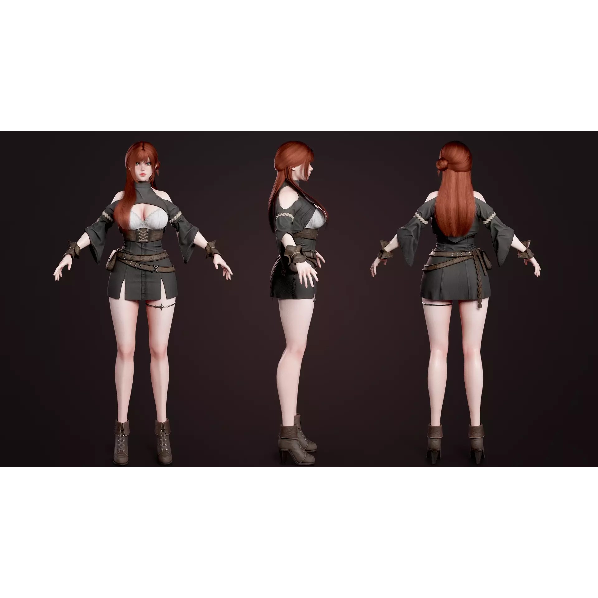 Mage Girl Aliya - Low-Poly Game-Ready 3D Model - View 5