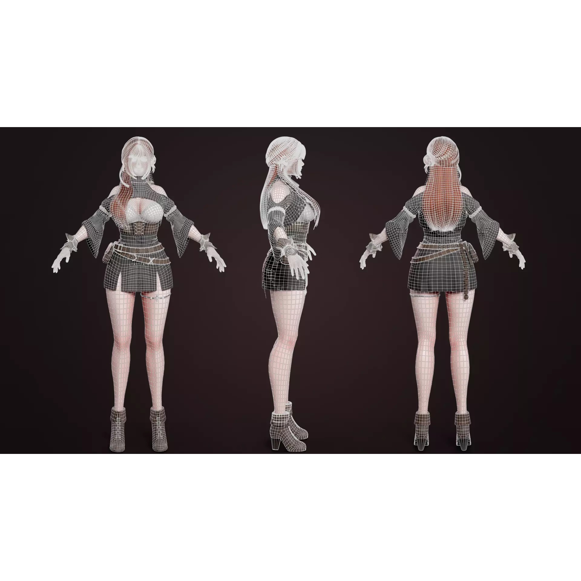 Mage Girl Aliya - Low-Poly Game-Ready 3D Model - View 6
