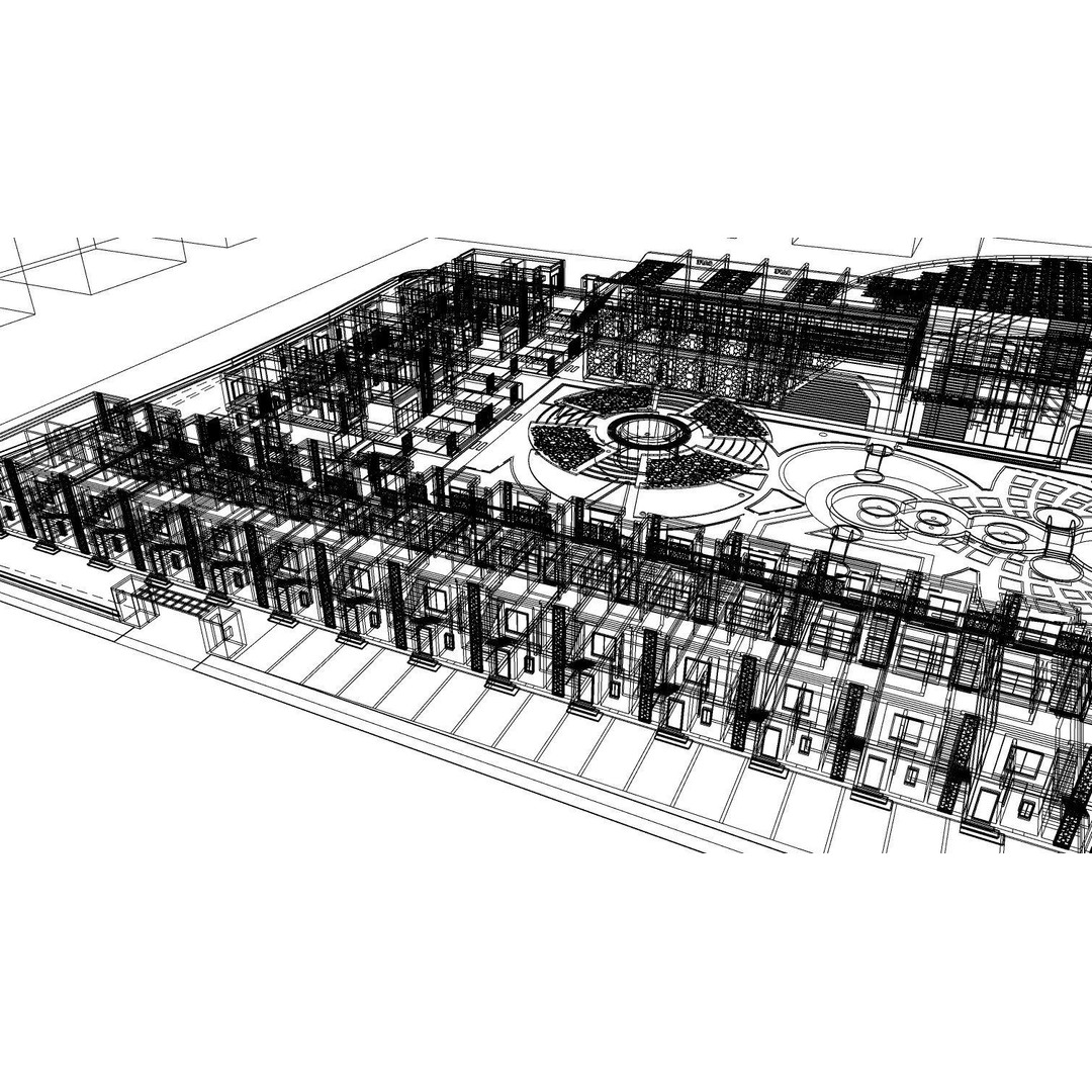 Hotel Complex 3D Model – Modern Architectural Design with Pool & Park