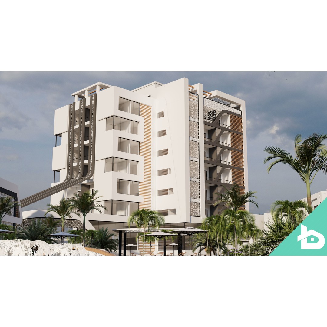 Hotel Complex 3D Model – Modern Architectural Design with Pool & Park - View 12