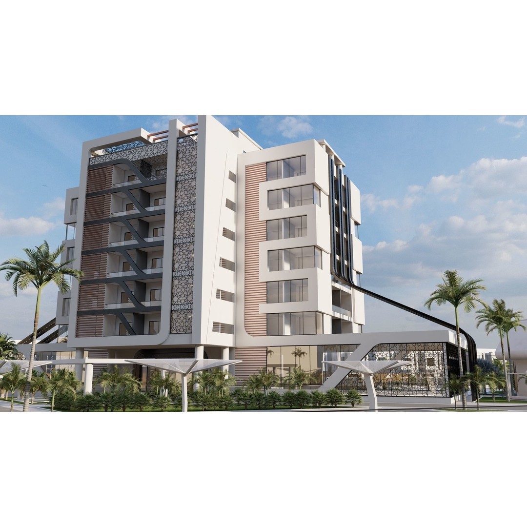 Hotel Complex 3D Model – Modern Architectural Design with Pool & Park - View 14