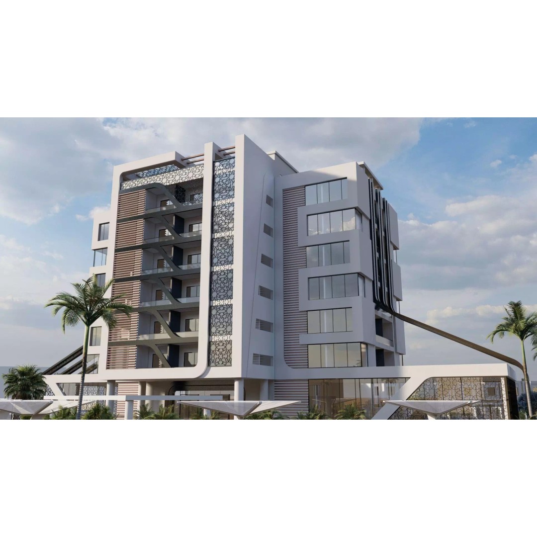 Hotel Complex 3D Model – Modern Architectural Design with Pool & Park - View 2
