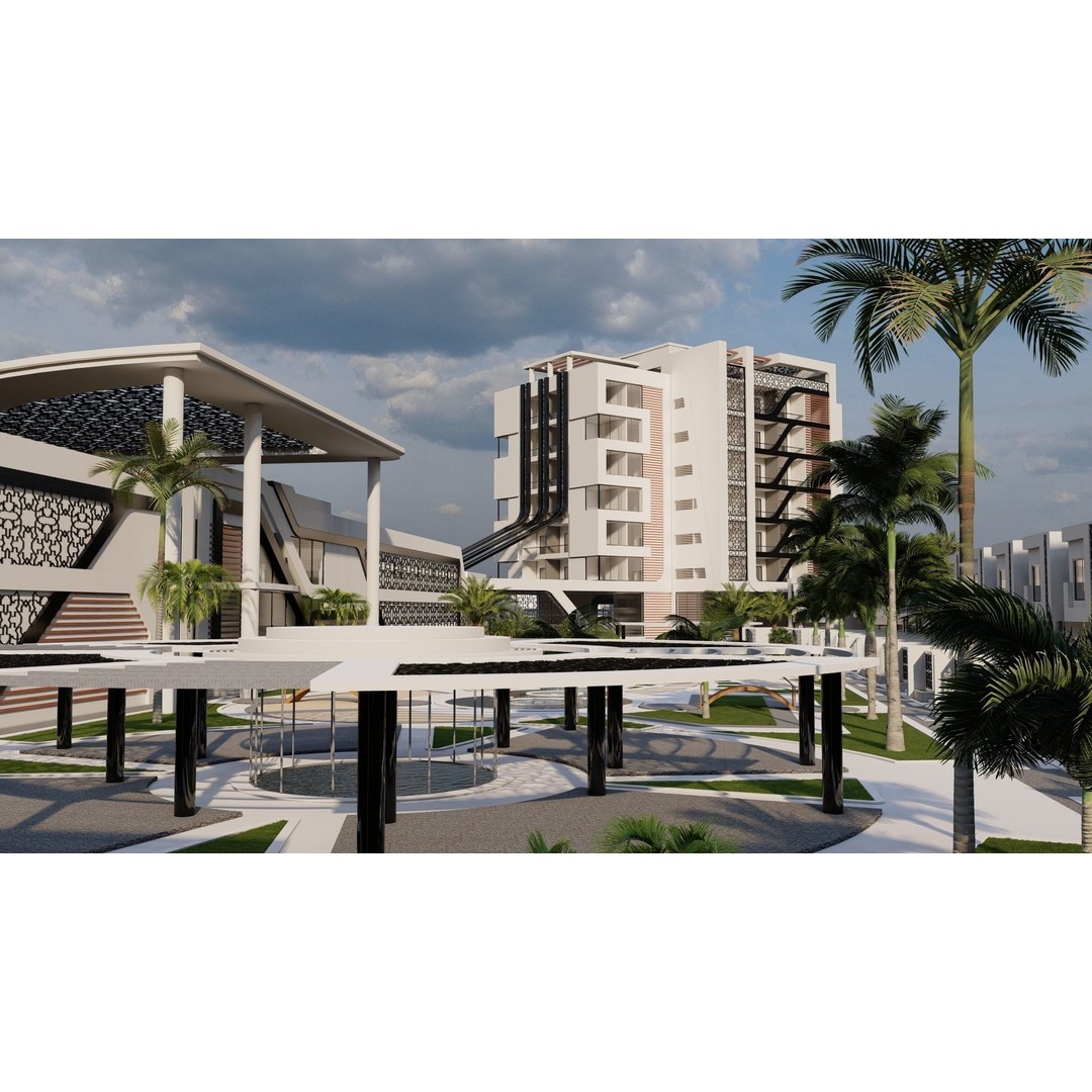 Hotel Complex 3D Model – Modern Architectural Design with Pool & Park - View 21