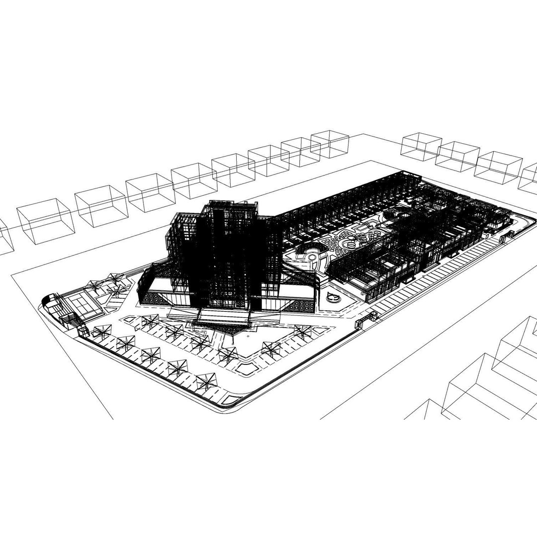 Hotel Complex 3D Model – Modern Architectural Design with Pool & Park - View 22