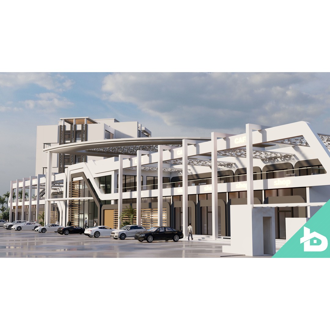 Hotel Complex 3D Model – Modern Architectural Design with Pool & Park - View 4