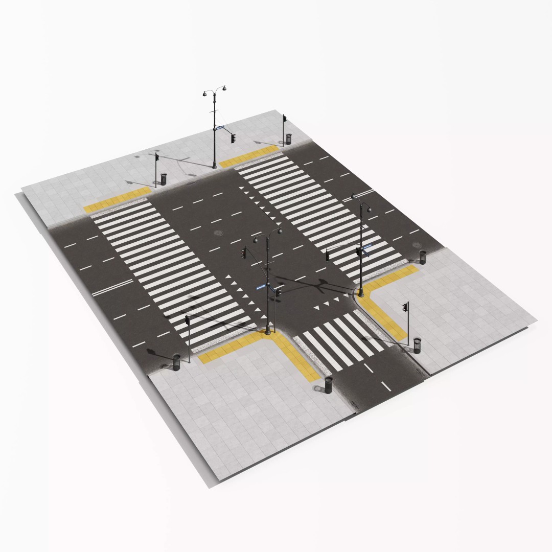 Road Segments 3D Model – Modular Infrastructure Elements, PBR - View 16