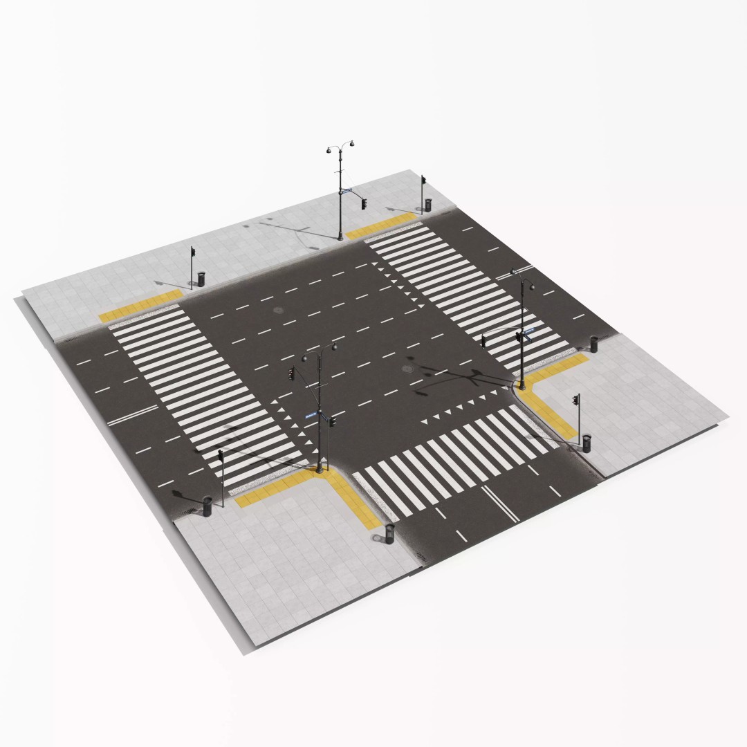 Road Segments 3D Model – Modular Infrastructure Elements, PBR - View 17