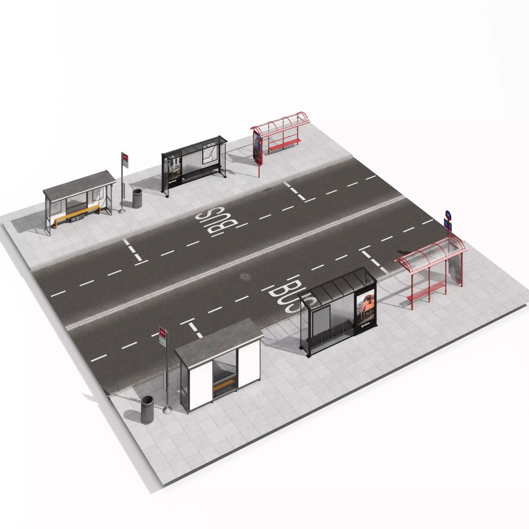 Road Segments 3D Model – Modular Infrastructure Elements, PBR - View 27