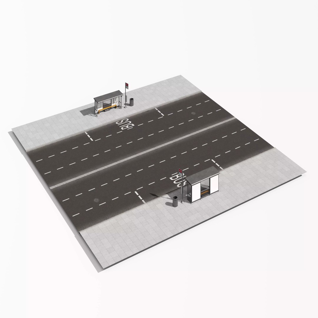 Road Segments 3D Model – Modular Infrastructure Elements, PBR - View 8