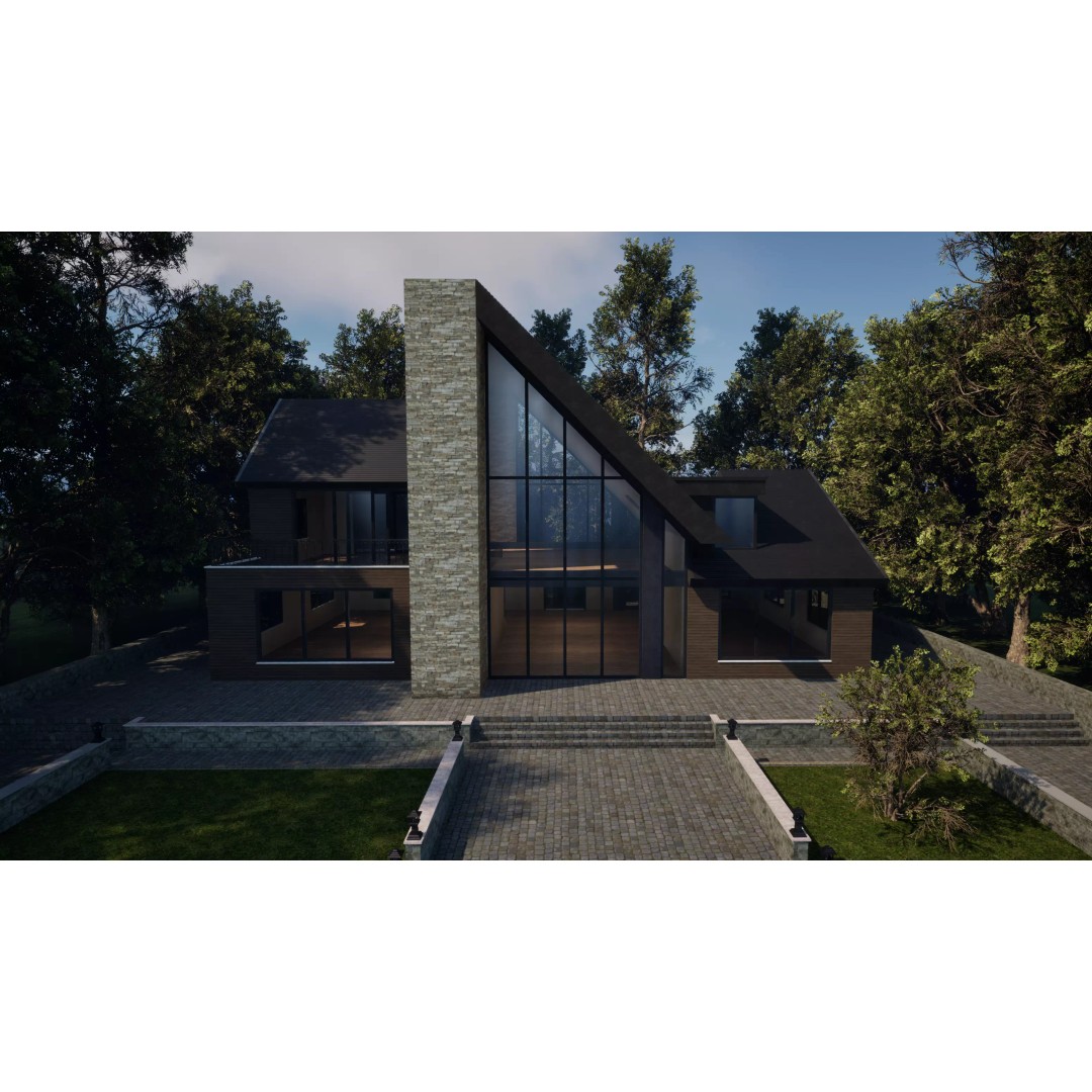 Modern A-Frame Villa 3D Model – Luxury Architectural Visualization, UE5 - View 2