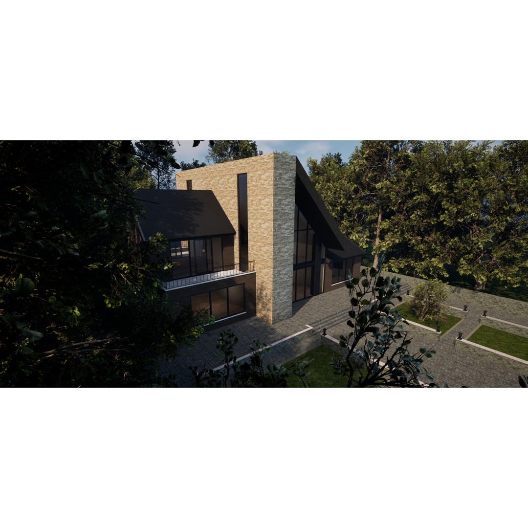 Modern A-Frame Villa 3D Model – Luxury Architectural Visualization, UE5 - View 7