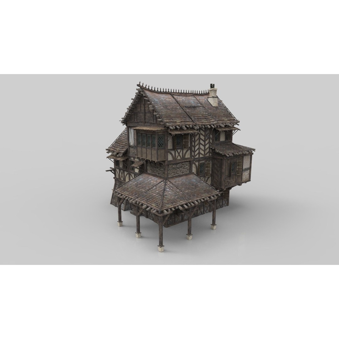 Medieval House 3D Model – Low Poly Fantasy Building, FBX & OBJ - View 5