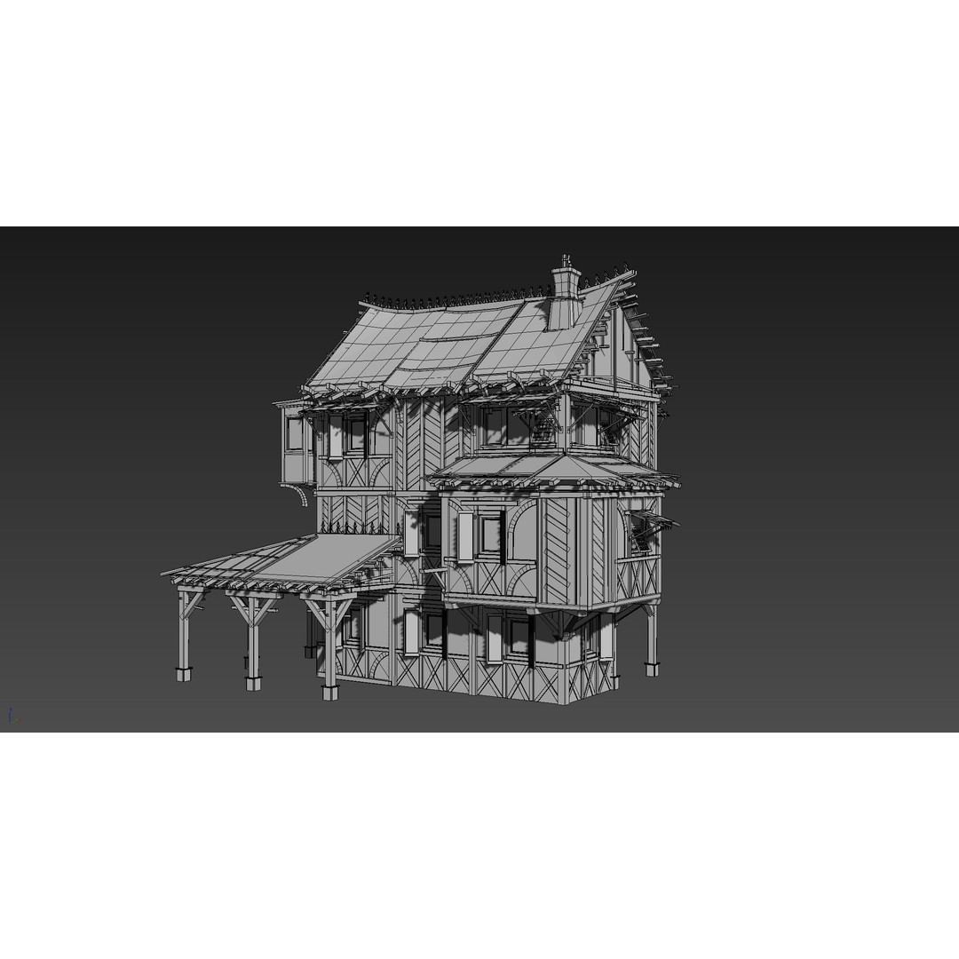 Medieval House 3D Model – Low Poly Fantasy Building, FBX & OBJ - View 7